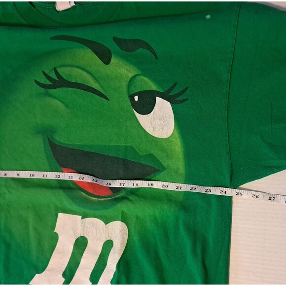 Vtg M&M Candy Green Big Face T Shirt Wink All Over Print Ms. Green Mars Men's XL - Picture 3 of 7